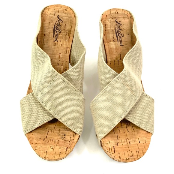 LUCKY BRAND Beige Cork Wedge Slip-On Sandals - Picture 2 of 8